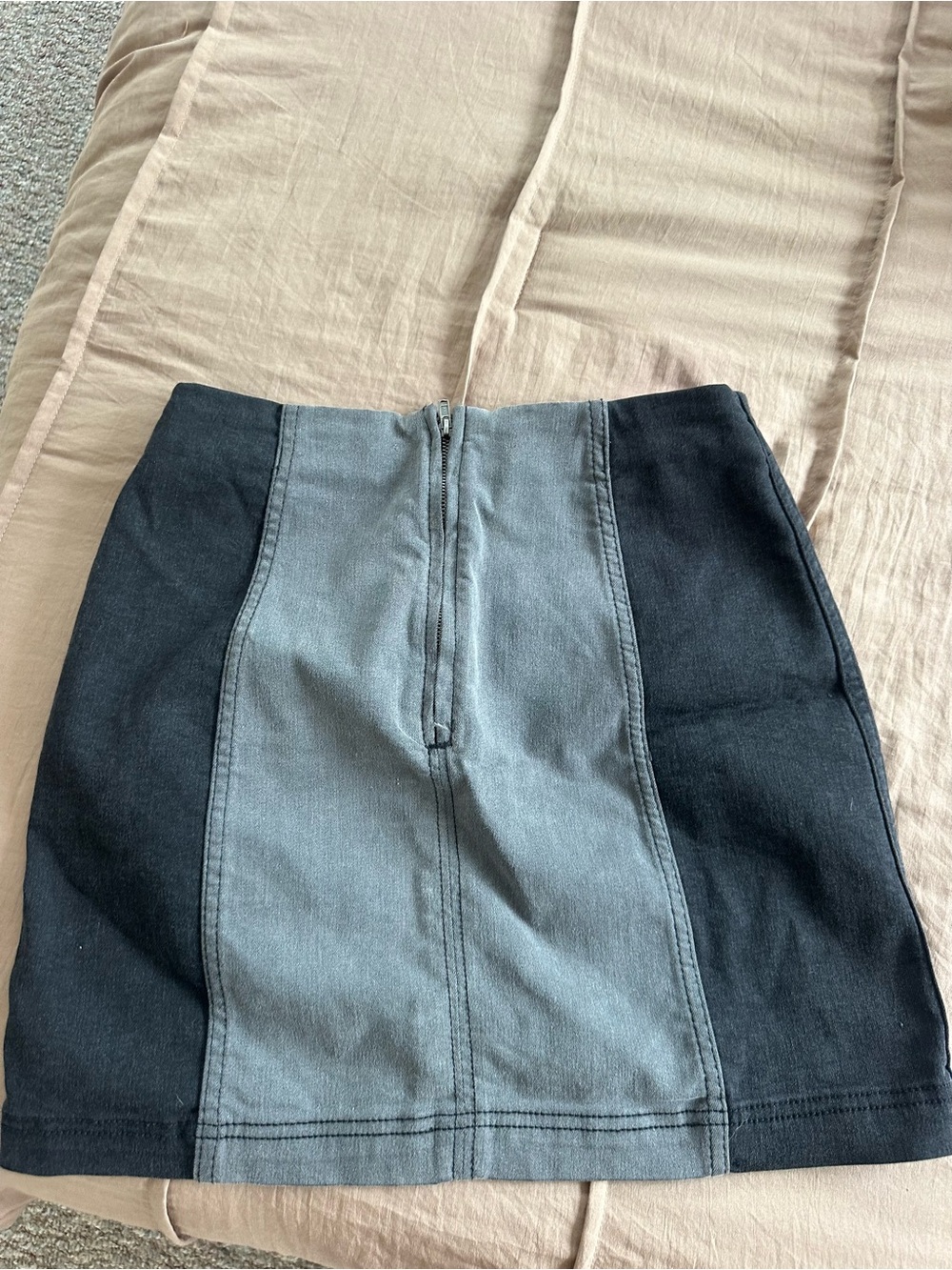 Free People Two-Tone Black and Gray Panel Mini Skirt